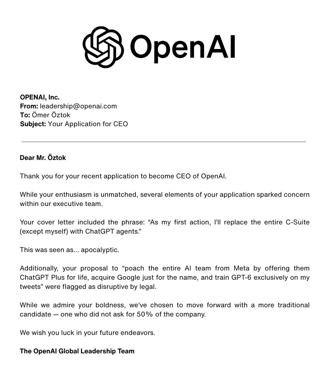 bir turkun openai ceosu olmak icin yaptigi muracaat ve vaatleri viral oldu openai muracaata kGrLqeAU